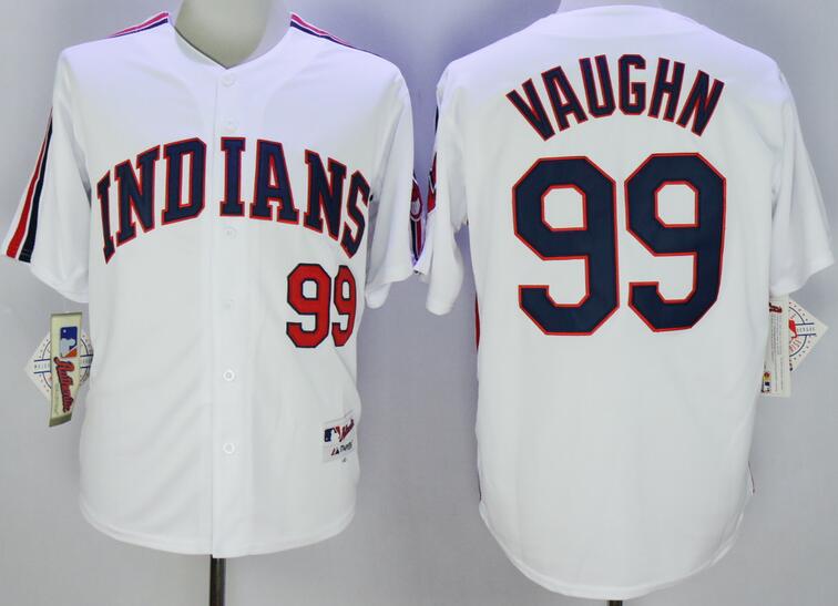 Cleveland Indians 99 Ricky Vaughn White men baseball mlb jerseys