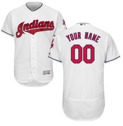 Cleveland Indians Majestic White Cool Base Custom Je