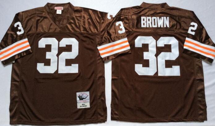 Cleveland browns 32  Jim Brown brown men Throwback NFL football Jerseys