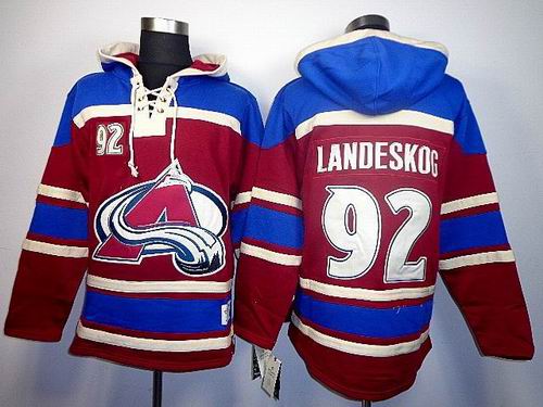 Colorado Avalanche #92 Gabriel Landeskog Red blue nhl hooded sweatshirt