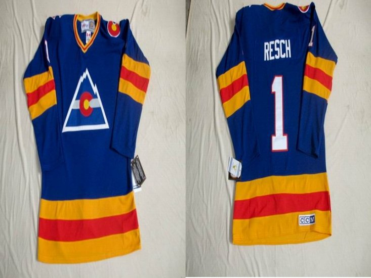 Colorado Avalanche 1 Chico Resch Blue men nhl ice hockey jerseys