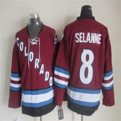 Colorado Avalanche 8 Teemu Selanne red men nhl ice hockey jerseys