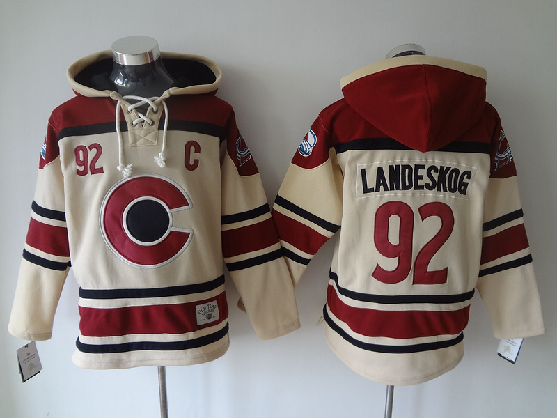 Colorado Avalanche 92 Gabriel Landeskog Red beige men nhl ice hockey jerseys