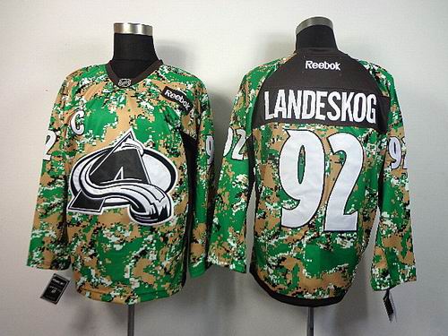 Colorado Avalanche LANDESKOG 92 green camo Reebok men nhl ice hockey jerseys