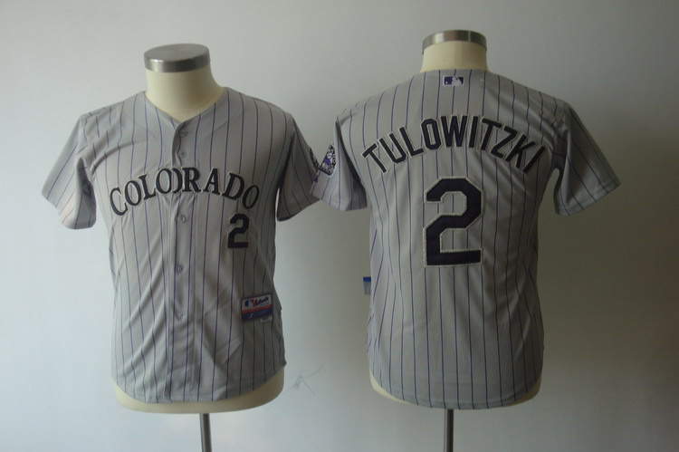 Colorado Rockies 2# TULOWITZKI gray kids mlb jerseys