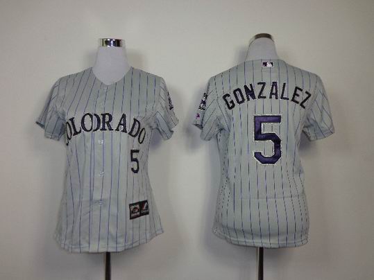 Colorado Rockies 5 gonzalez grey pinstripe women