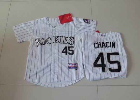 Colorado Rockies CHACIN 45 kid white jerseys