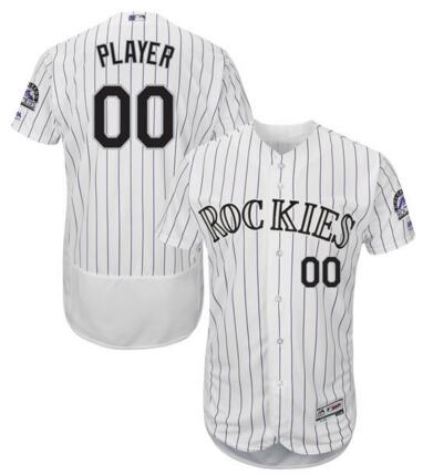 Colorado Rockies Majestic White Home Flex Base Authentic Collection Custom Jersey