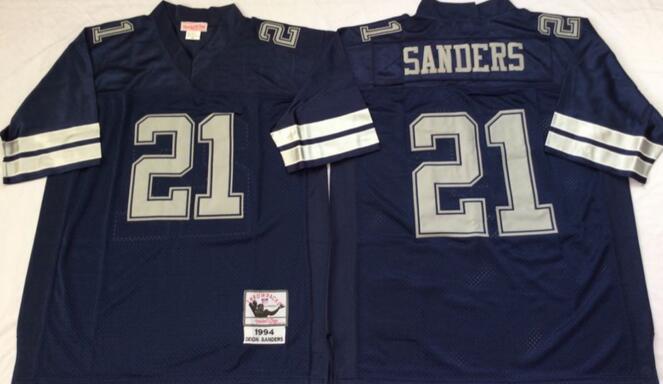 Dallas Cowboys 21 Deion Sanders blue men Throwback nfl Jerseys