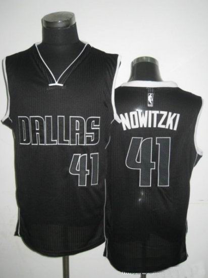 Dallas Mavericks 41 Dirk Nowitzki Black adidas men NBA basketball Jerseys