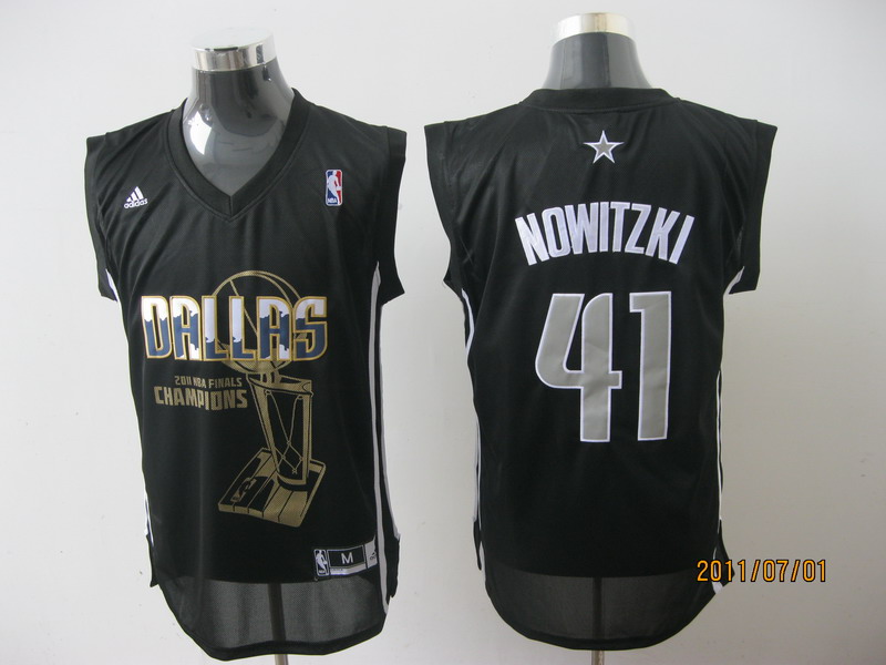 Dallas Mavericks 41 Dirk Nowitzki black nba Champion jerseys