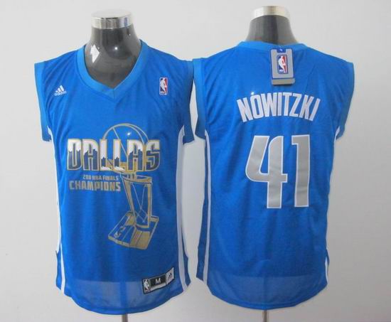 Dallas Mavericks 41 Dirk Nowitzki blue Champion adidas men NBA basketball Jerseys