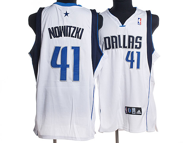 Dallas Mavericks 41 Dirk Nowitzki white adidas men NBA basketball Jerseys