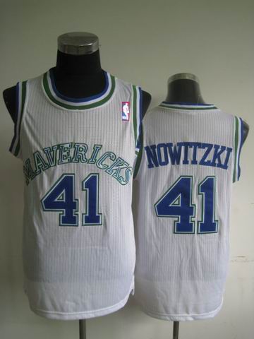 Dallas Mavericks 41 Dirk Nowitzki white throwback adidas men NBA basketball Jerseys