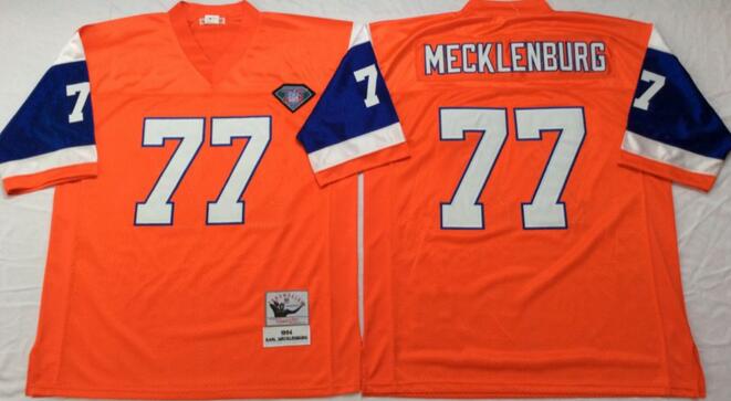 Denver Broncos 77 Karl Mecklenburg men Throwback orange NFL Jerseys