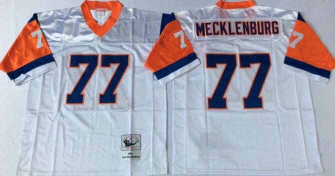 Denver Broncos 77 Karl Mecklenburg men Throwback white NFL Jerseys