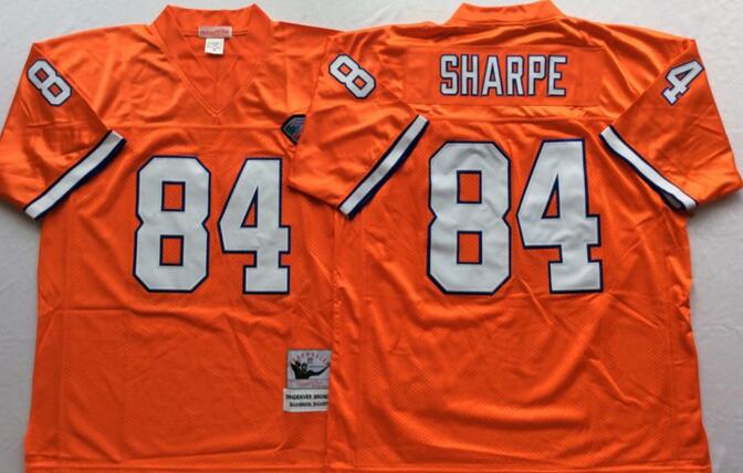 Denver Broncos 84 Shannon Sharpe men orange Throwback football jersey