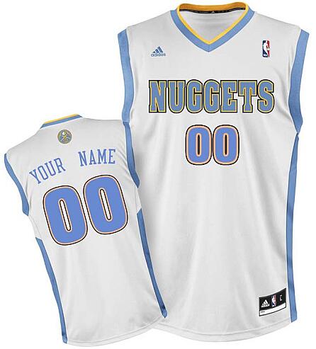 Denver Nuggets  white adidas Home Jersey custom any name number