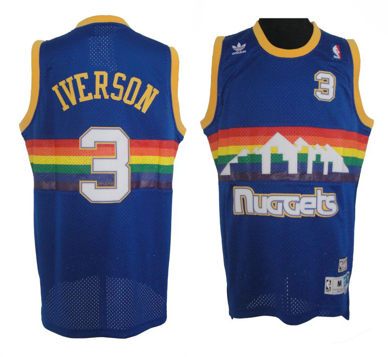 Denver Nuggets 3 Allen Iverson Soul Swingman Stitched Blue adidas men nba basketball jerseys