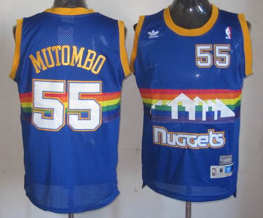 Denver Nuggets 55 Dikembe Mutombo Blue adidas adidas men nba basketball jerseys