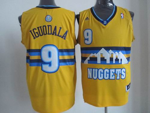 Denver Nuggets 9 IGUODALA  Yellow adidas men nba basketball jerseys