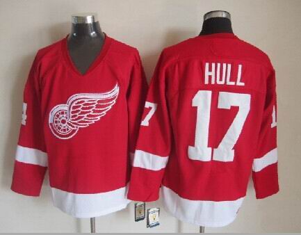 Detroit Red Wings 17 Brett Hull red Throwback CCM men ice hockey nhl jerseys