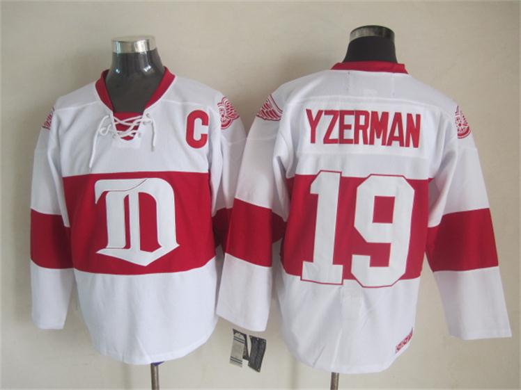 Detroit Red Wings 19 Steve Yzerman White men ice hockey nhl jerseys C patch