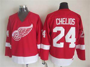 Detroit Red Wings 24 Chris Chelios red Throwback CCM men ice hockey nhl jerseys