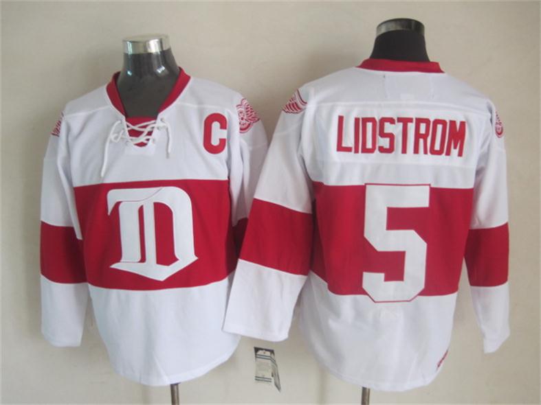 Detroit Red Wings 5 Nicklas Lidstrom Red men ice hockey nhl jersey C patch