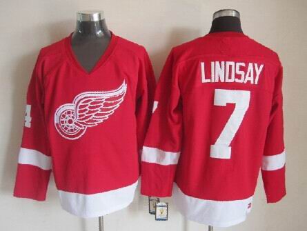 Detroit Red Wings 7 Ted Lindsay red Throwback CCM men ice hockey nhl jerseys