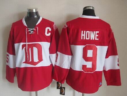 Detroit Red Wings 9 Gordon Howe Red CCM men ice hockey nhl jerseys C patch