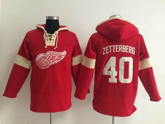 Detroit Red Wings Henrik Zetterberg 40 red Ice Hockey Hooded Sweatshirt