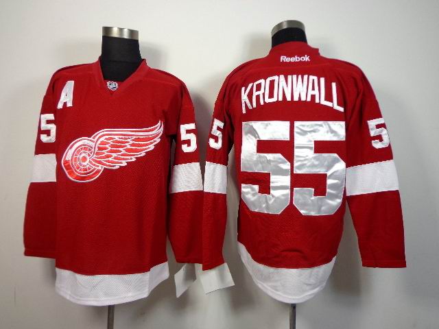 Detroit Red Wings Niklas Kronwall 55 red men ice hockey nhl jerseyA patch