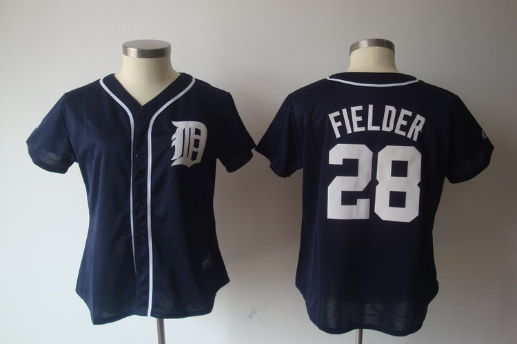 Detroit Tigers 28 FIELDER blue women MLB jersey