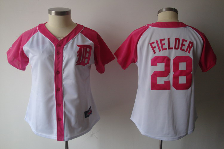 Detroit Tigers 28 FIELDER white women MLB jersey