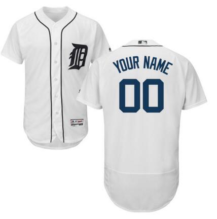 Detroit Tigers Majestic Home White Flex Base Authentic Collection Custom Jersey