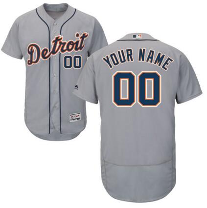 Detroit Tigers Majestic Road Gray Flex Base Authentic Collection Custom Jersey