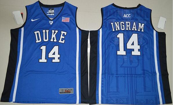 Duke Blue Devils Brandon Ingram 14 V Neck College Basketball Elite Jersey - Blue