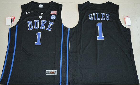 Duke Blue Devils Harry Giles 1 V Neck College Basketball Elite Jersey - Black
