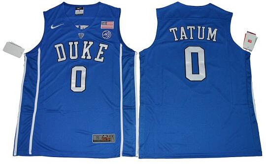 Duke Blue Devils Jayson Tatum 0 V Neck College Basketball Authentic Jersey - Blue