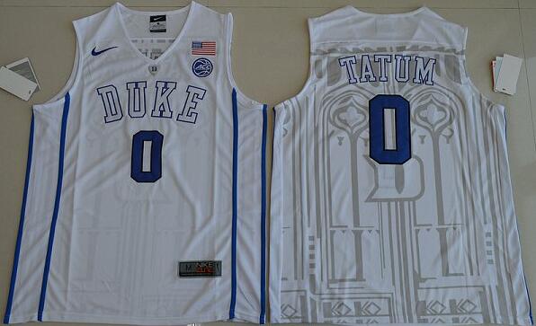 Duke Blue Devils Jayson Tatum 0 V Neck College Basketball Authentic Jersey - White
