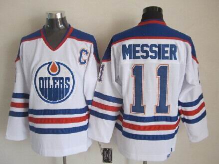 Edmonton Oilers 11 Mark Messier White trowback CCM men nhl ice hockey  jerseys C patch