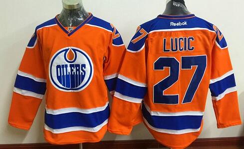 Edmonton Oilers 27 Lucic Orange men nhl Jersey