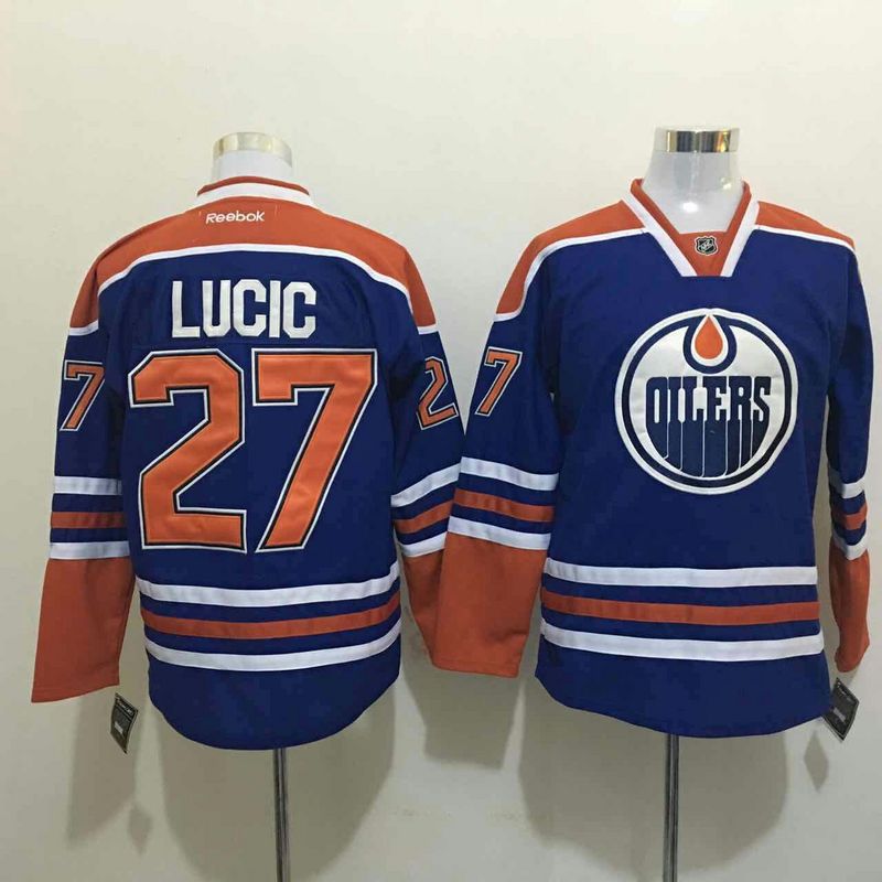 Edmonton Oilers 27 Milan Lucic Blue men nhl ice hockey  jerseys