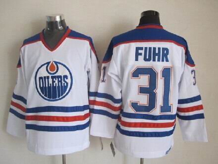 Edmonton Oilers 31 Grant Fuhr throwback white CCM men nhl ice hockey  jerseys