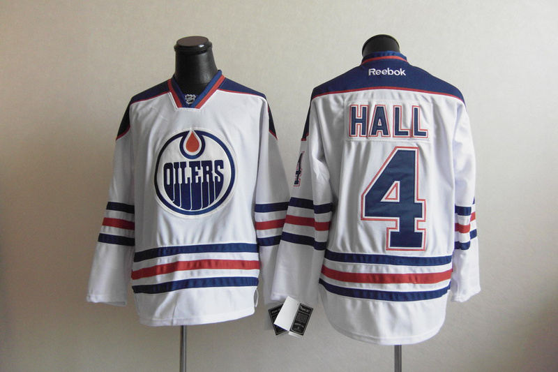 Edmonton Oilers 4 Hall white men nhl ice hockey  jerseys