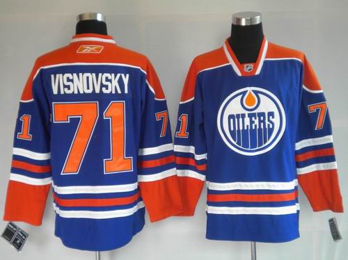 Edmonton Oilers 71 VISNOVSKY blue men nhl ice hockey  jerseys