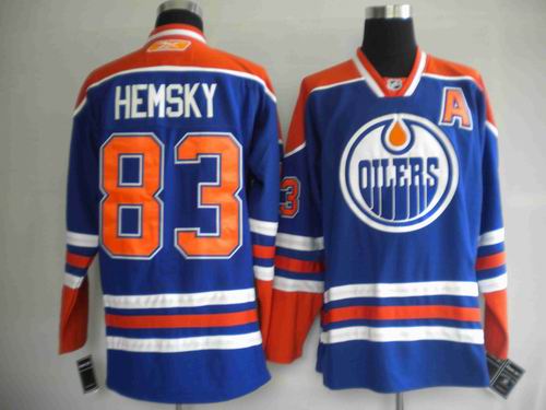 Edmonton Oilers 83 HEMSKY Blue men nhl ice hockey  jerseys