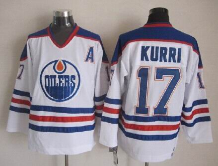 Edmonton Oilers Jari Kurri 17  throwback white CCM men nhl ice hockey  jerseys A patch