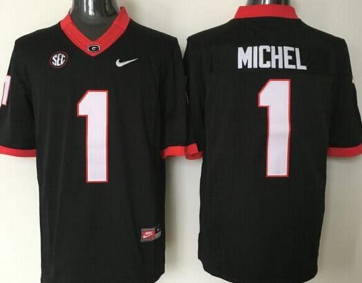 Georgia Bulldogs 1 Sony Michel men black College ncaa Football Jerseys